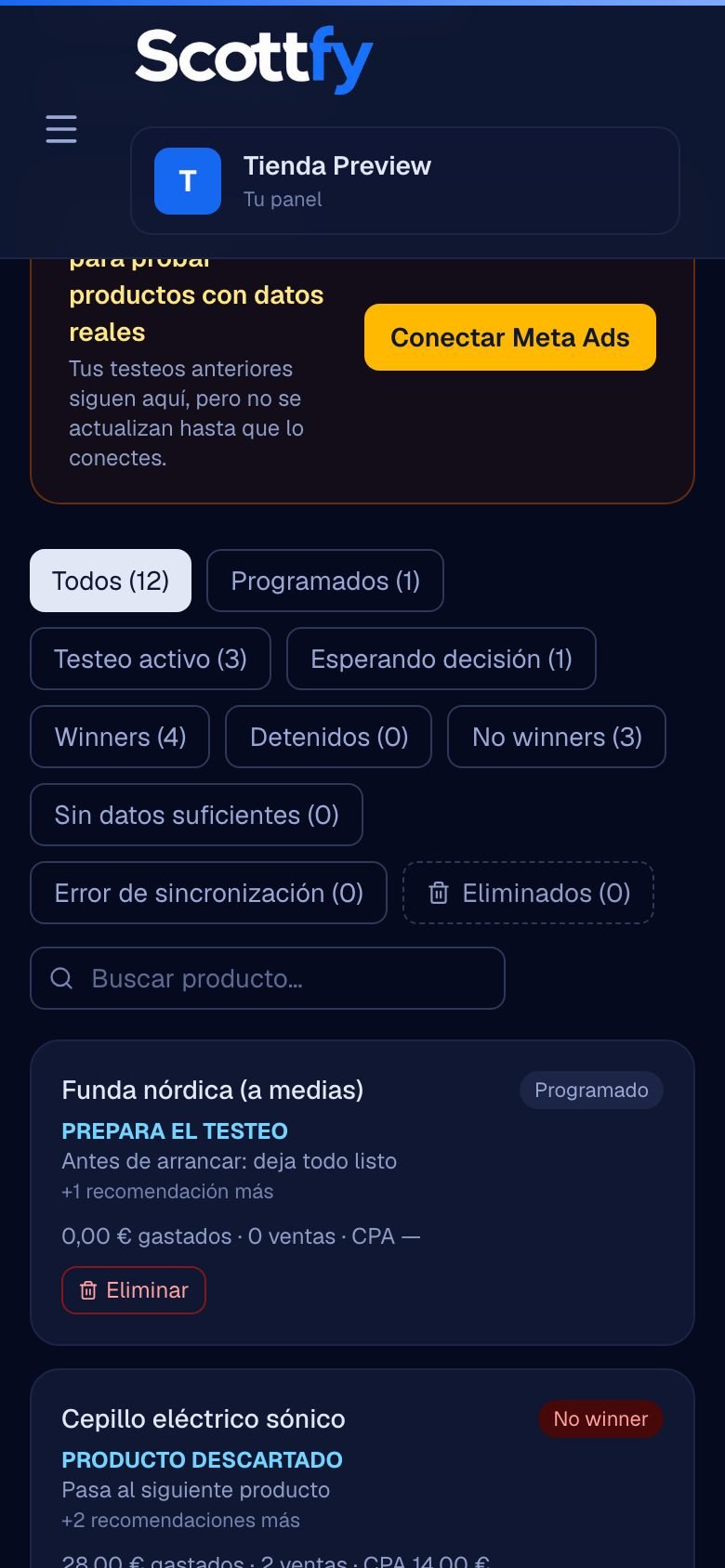 Testeos de Meta Ads en Scottfy